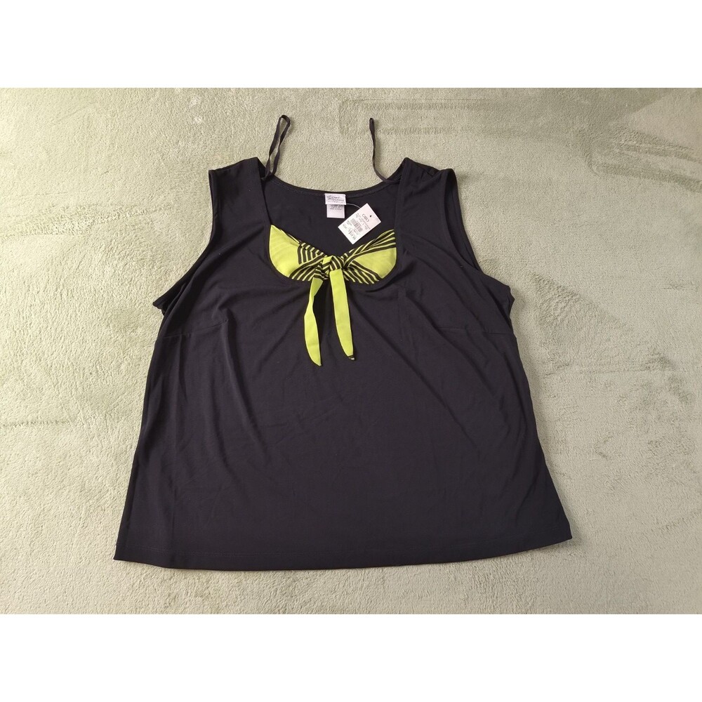 Giorgio Fiorlini for Cato Plus Size 18/20 Top NWT Black Sleeveless Neon Bow Tank